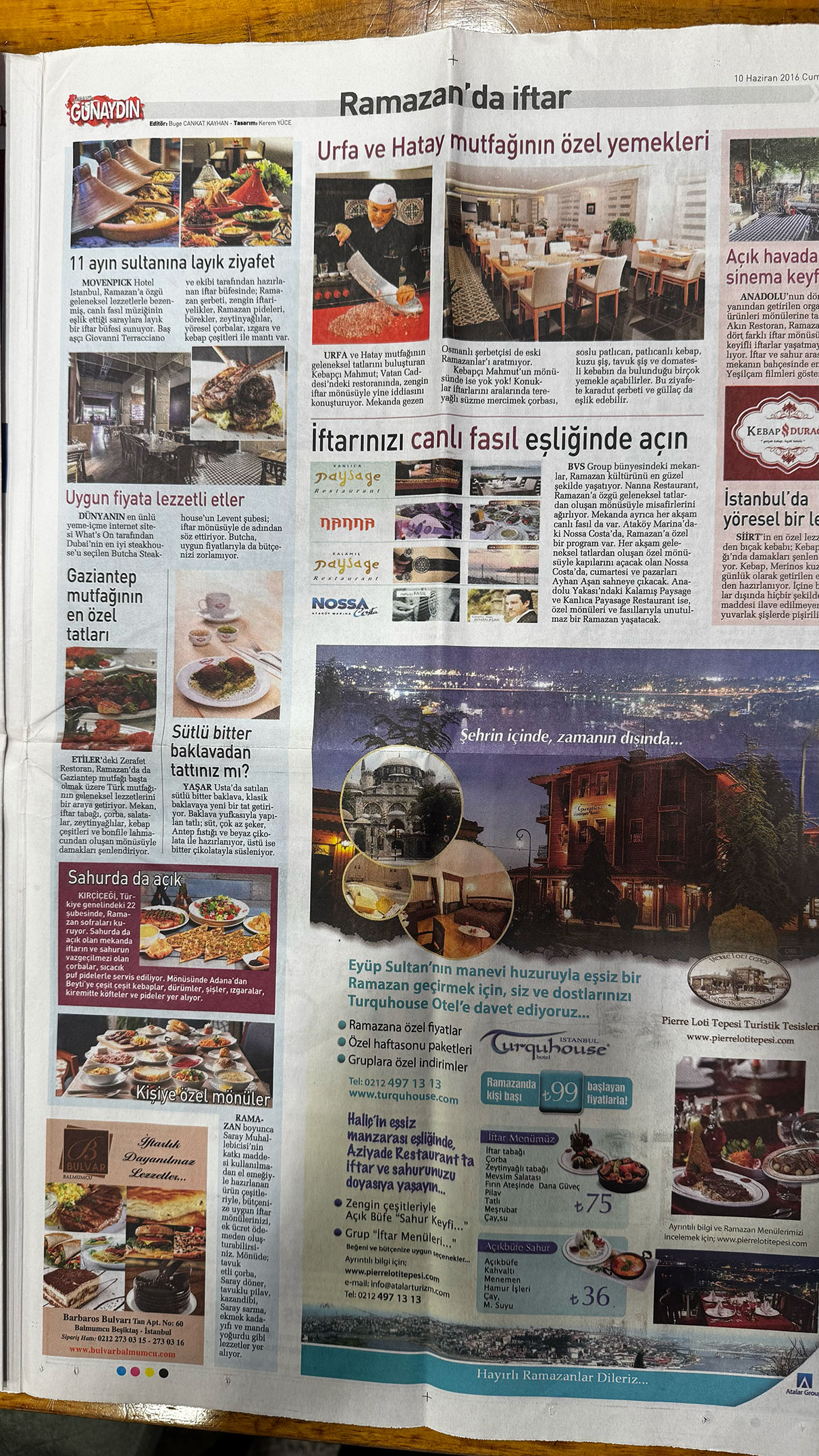 Sabah Günaydın Eki 10 Haziran 2016 tam sayfa görünümü